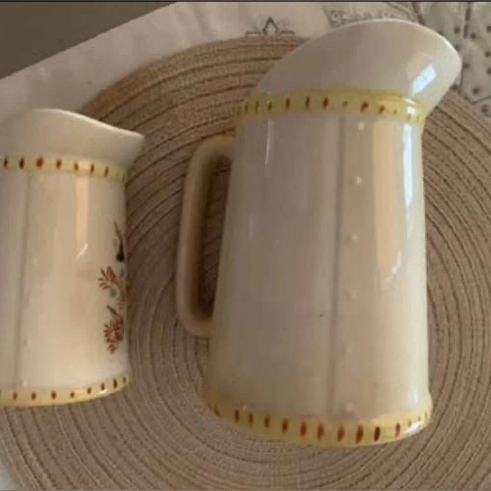Floral Batter and Syrup Pitcher Set 1940-50 Vintage Cottagecore